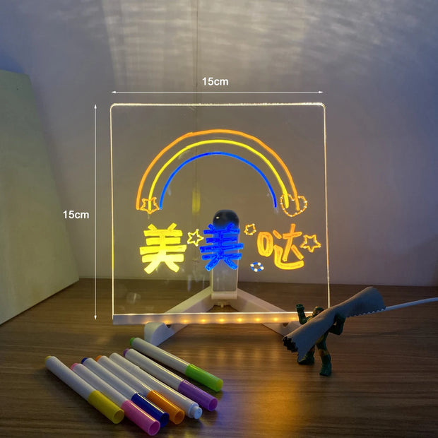 USB LED Night Light Acrylic Message Note Board Lamp With Bracket