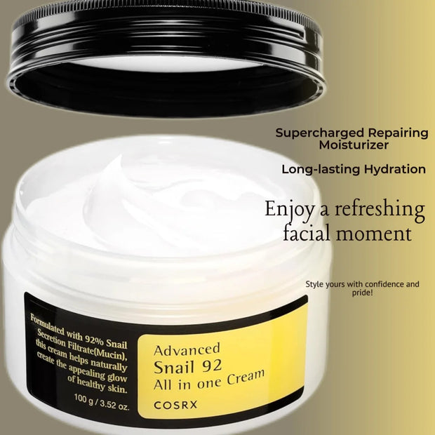 Daily Face Gel Cream for Dry Sensitive Skin COSRX Snail Mucin 92% Moisturizer 3.52oz/ 100g